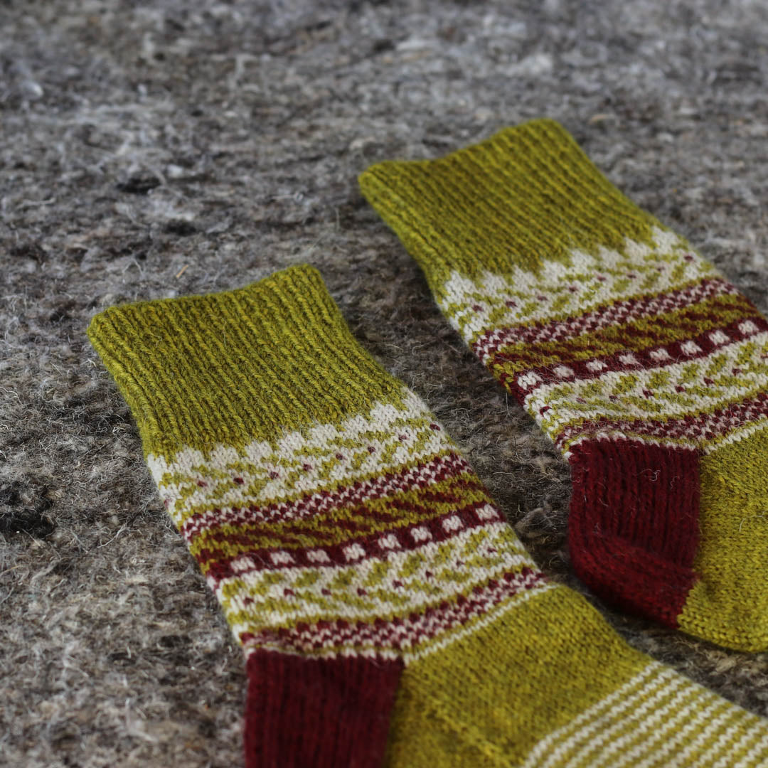One Sock Colorwork Pattern knit in Amble Minis – The Fibre Co.