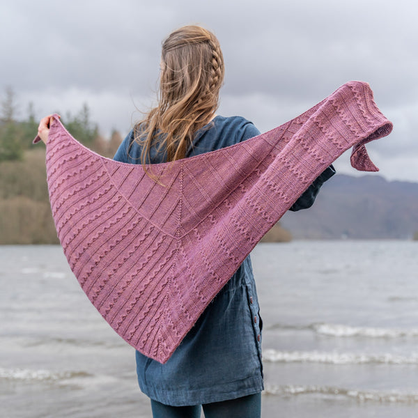 pink knitted shawl